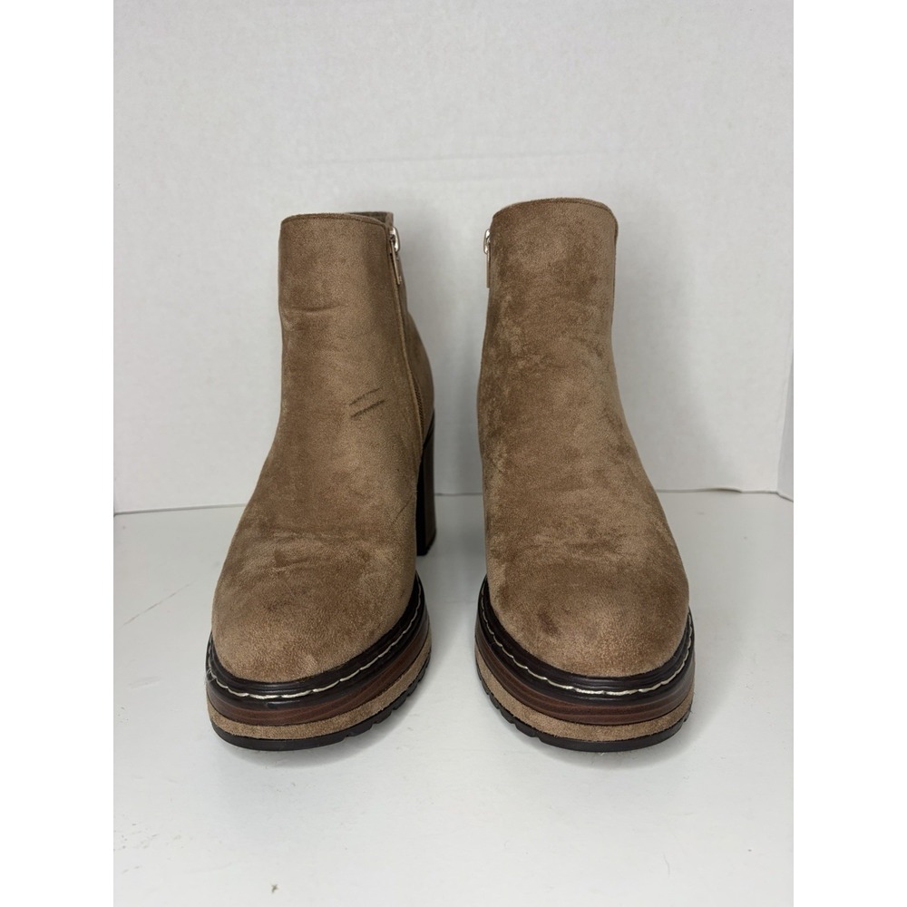 Altar'd State Sonata Platform Ankle Booties Block Heel Light Brown Taupe Sz 7.5